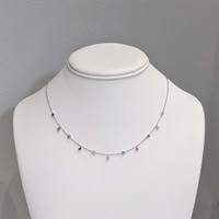 0.47 Ct. Multi Color Sapphire Bezel Necklace, 14K White Gold Life Style
