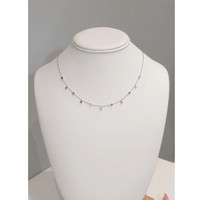 0.47 Ct. Multi Color Sapphire Bezel Necklace, 14K White Gold Life Style