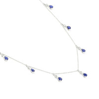 1.35 Ct. Blue Sapphire and Natural Diamond Accent Stones Necklace, 14K White Gold Image