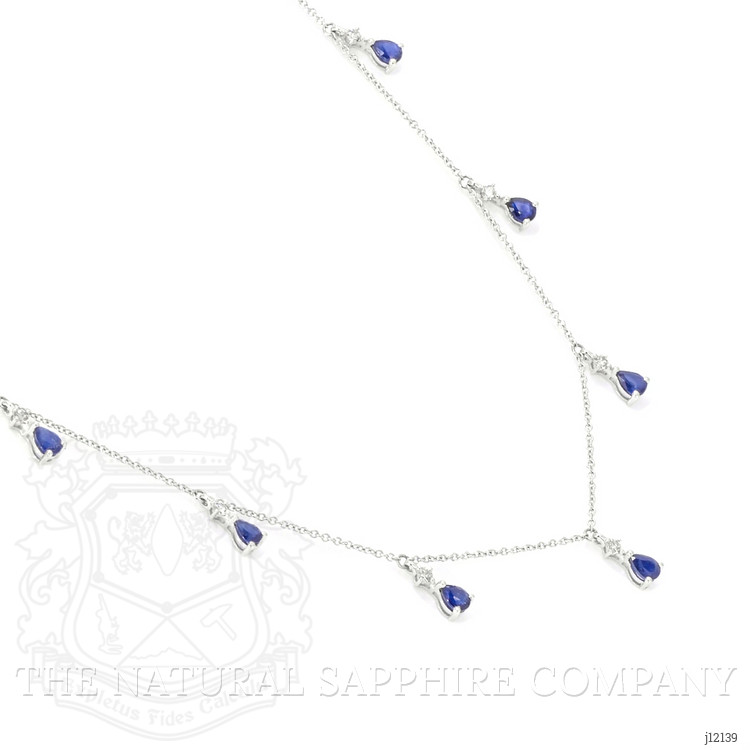 1.35 Ct. Blue Sapphire and Natural Diamond Accent Stones Necklace, 14K White Gold