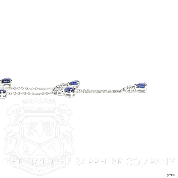 1.35 Ct. Blue Sapphire and Natural Diamond Accent Stones Necklace, 14K White Gold