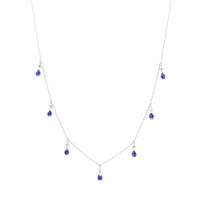 1.35 Ct. Blue Sapphire and Natural Diamond Accent Stones Necklace, 14K White Gold Image