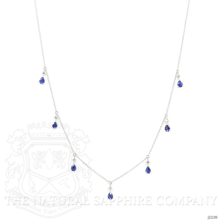 1.35 Ct. Blue Sapphire and Natural Diamond Accent Stones Necklace, 14K White Gold