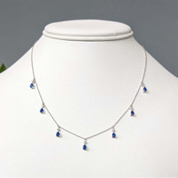1.35 Ct. Blue Sapphire and Natural Diamond Accent Stones Necklace, 14K White Gold Life Style