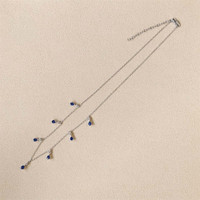 1.35 Ct. Blue Sapphire and Natural Diamond Accent Stones Necklace, 14K White Gold Life Style