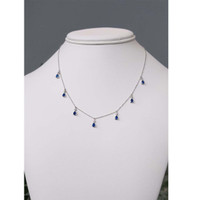 1.35 Ct. Blue Sapphire and Natural Diamond Accent Stones Necklace, 14K White Gold Life Style