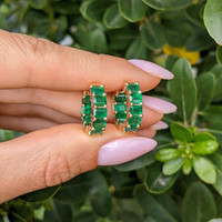 4.50 Ct.Tw.Total Carat Weight Emerald Bezel Earrings, 14K Yellow Gold Life Style