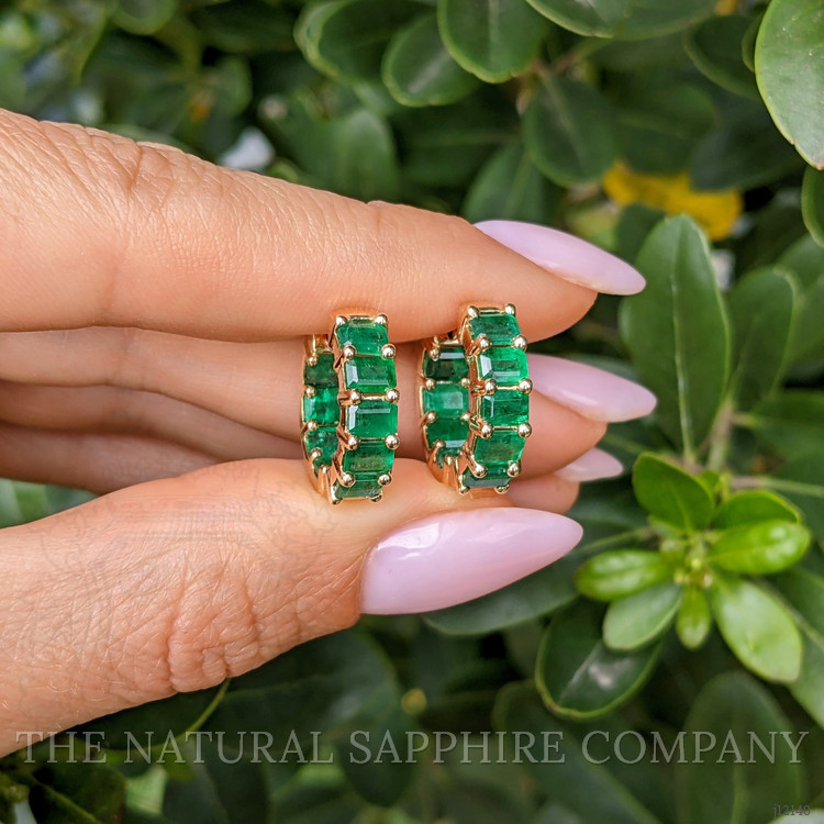 4.50 Ct.Tw. Emerald Bezel Earrings, 14K Yellow Gold