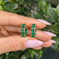 4.50 Ct.Tw.Total Carat Weight Emerald Bezel Earrings, 14K Yellow Gold Life Style