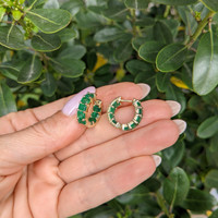 4.50 Ct.Tw.Total Carat Weight Emerald Bezel Earrings, 14K Yellow Gold Life Style