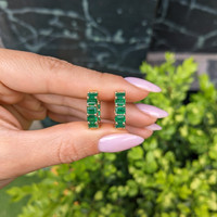 4.50&nbsp;Ct.Tw.Total Carat Weight Emerald Bezel Earrings, 14K Yellow Gold Life Style