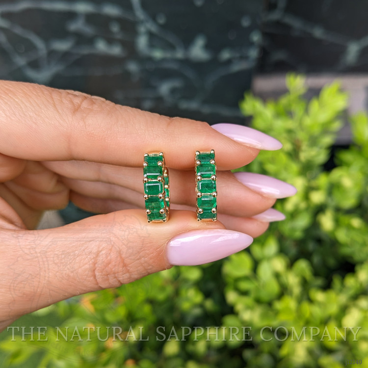 4.50 Ct.Tw. Emerald Bezel Earrings, 14K Yellow Gold