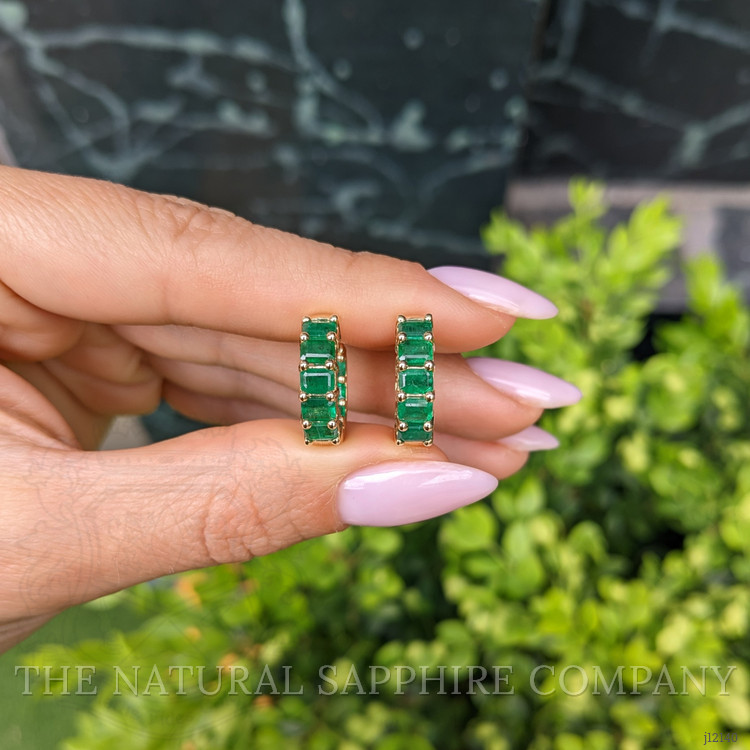 4.50 Ct.Tw. Emerald Bezel Earrings, 14K Yellow Gold