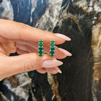 4.50 Ct.Tw.Total Carat Weight Emerald Bezel Earrings, 14K Yellow Gold Life Style