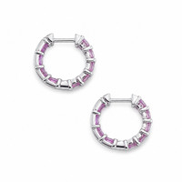 5.40 Ct.Tw.Total Carat Weight Pink Sapphire Hoops Earrings, 14K White Gold Image
