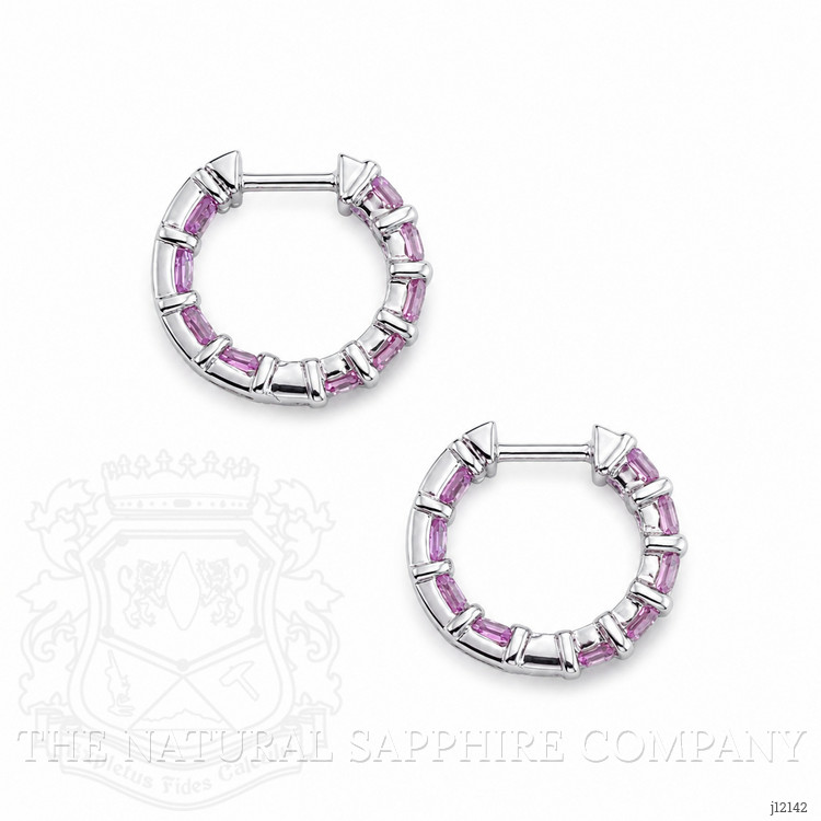 5.40 Ct.Tw. Pink Sapphire Hoops Earrings, 14K White Gold