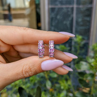 5.40&nbsp;Ct.Tw.Total Carat Weight Pink Sapphire Hoops Earrings, 14K White Gold Life Style