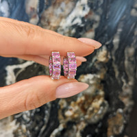 5.40 Ct.Tw.Total Carat Weight Pink Sapphire Hoops Earrings, 14K White Gold Life Style