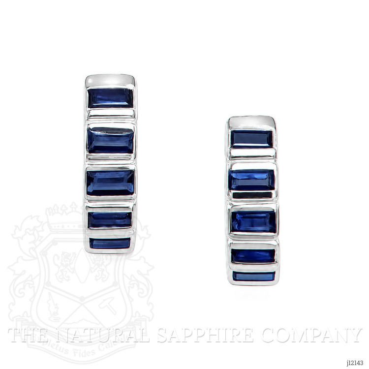 1.47 Ct.Tw. Blue Sapphire Hoops Earrings, 14K White Gold