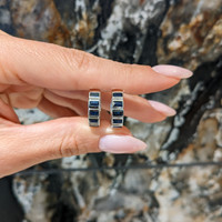 1.47&nbsp;Ct.Tw.Total Carat Weight Blue Sapphire Hoops Earrings, 14K White Gold Life Style