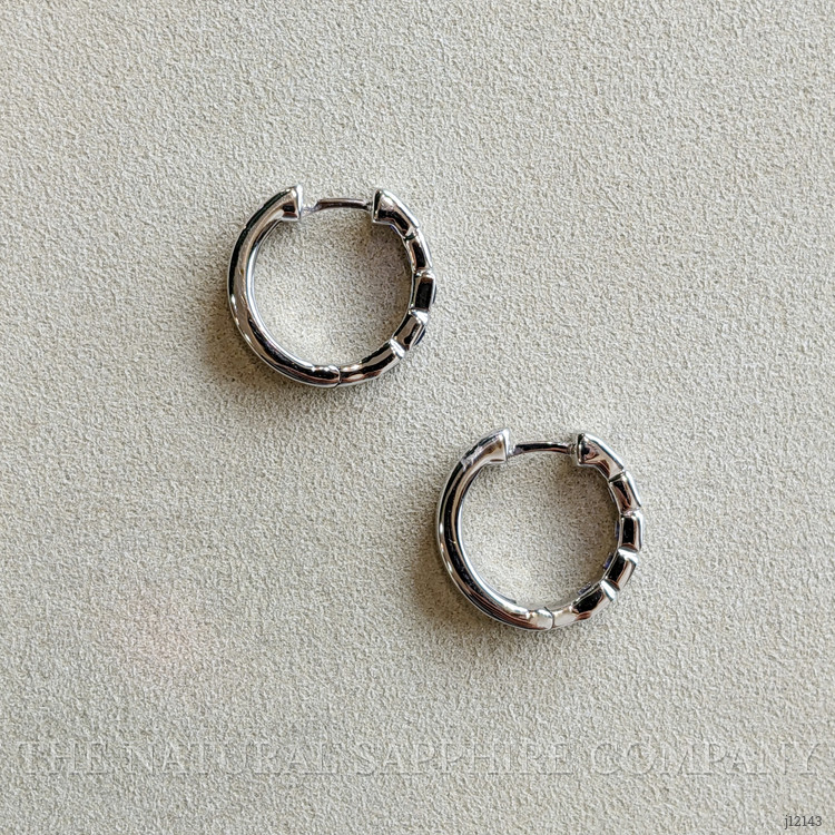 1.47 Ct.Tw. Blue Sapphire Hoops Earrings, 14K White Gold