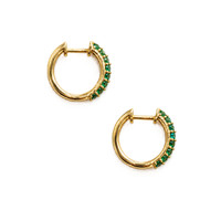 0.42 Ct.Tw.Total Carat Weight Emerald and Natural Diamond Pave Earrings, 14K Yellow Gold Image