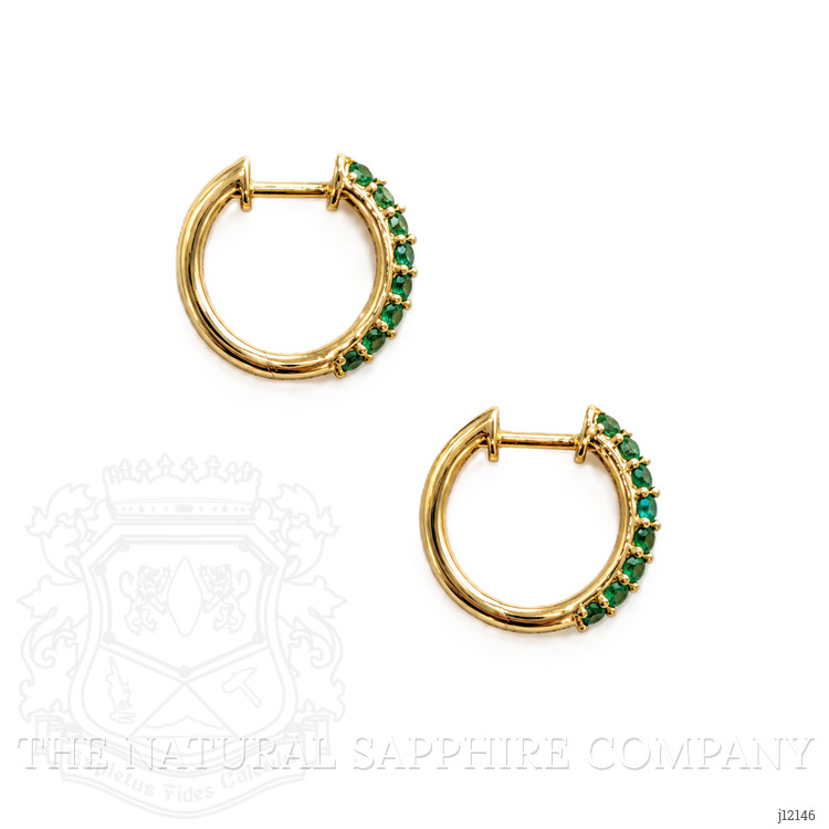 0.42 Ct.Tw. Emerald and Natural Diamond Pave Earrings, 14K Yellow Gold
