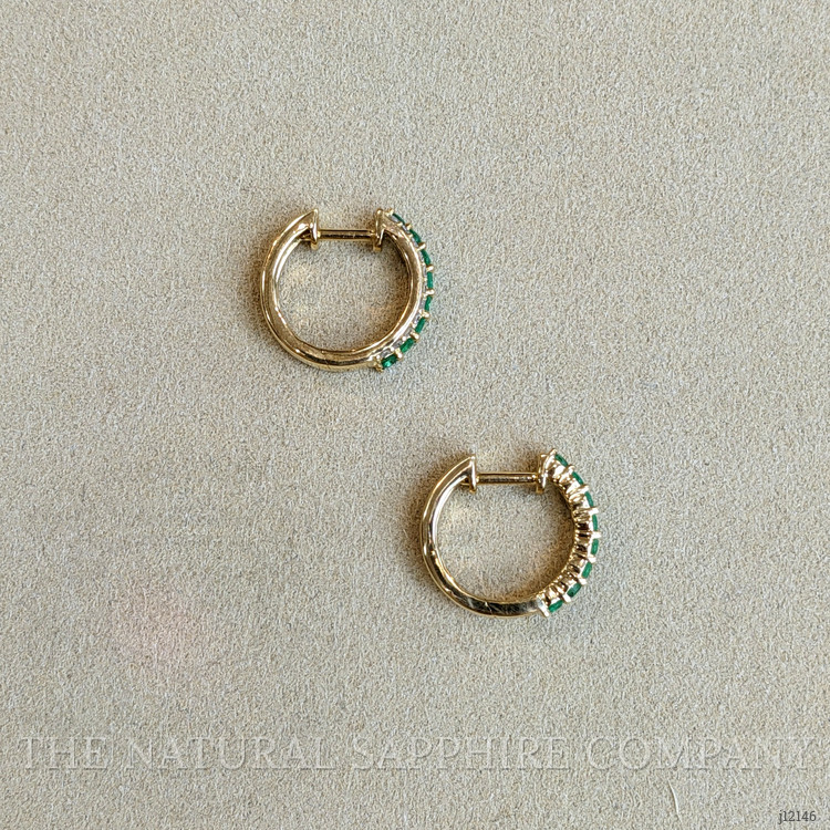 0.42 Ct.Tw. Emerald and Natural Diamond Pave Earrings, 14K Yellow Gold