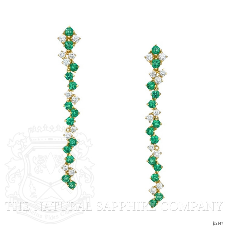 0.90 Ct.Tw. Emerald Drops Earrings, 14K Yellow Gold