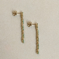 0.90 Ct.Tw.Total Carat Weight Emerald Drops Earrings, 14K Yellow Gold Image