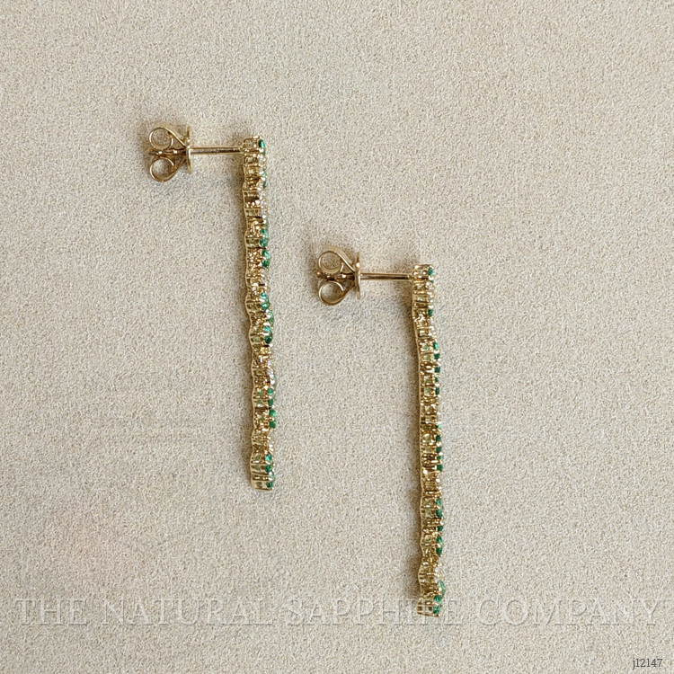 0.90 Ct.Tw. Emerald Drops Earrings, 14K Yellow Gold