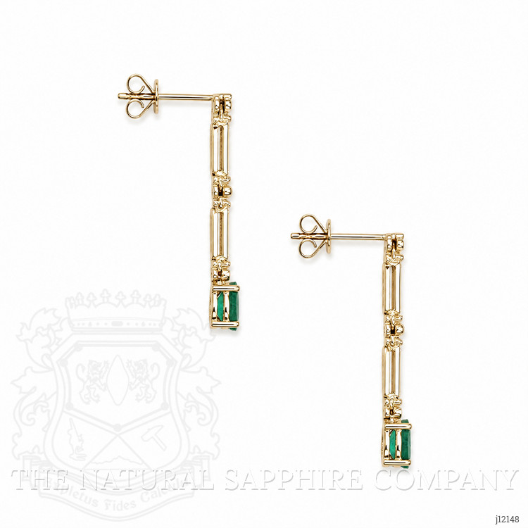 1.52 Ct.Tw. Emerald and Natural Diamond Pave Earrings, 14K Yellow Gold
