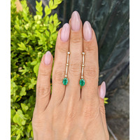 1.52 Ct.Tw.Total Carat Weight Emerald and Natural Diamond Pave Earrings, 14K Yellow Gold Life Style