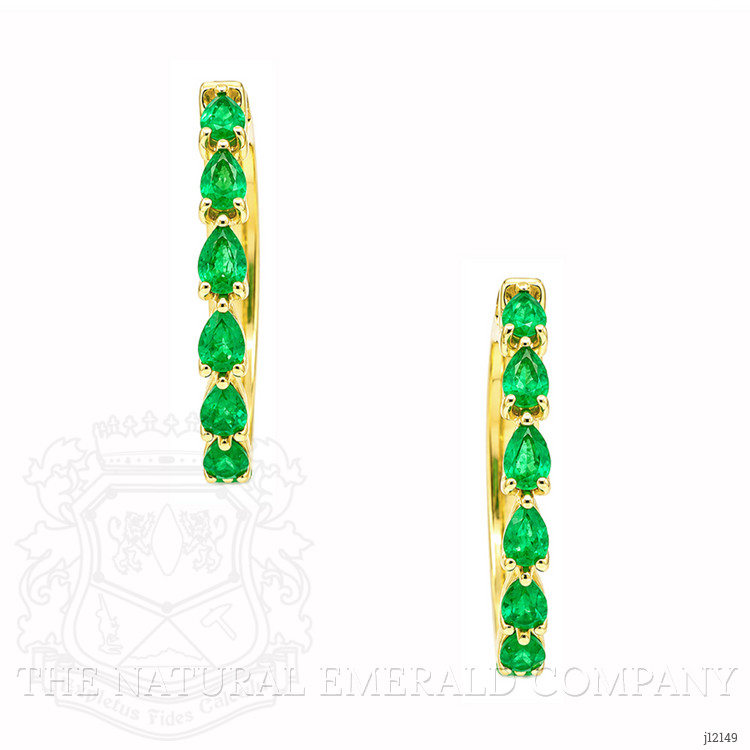 1.17 Ct.Tw. Emerald Hoops Earrings, 14K Yellow Gold