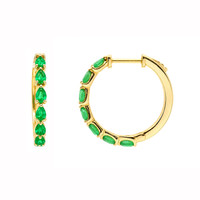 1.17&nbsp;Ct.Tw.Total Carat Weight Emerald Hoops Earrings, 14K Yellow Gold Image