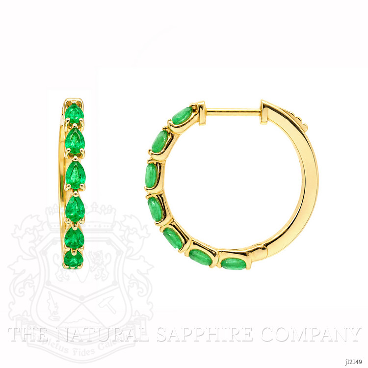 1.17 Ct.Tw. Emerald Hoops Earrings, 14K Yellow Gold