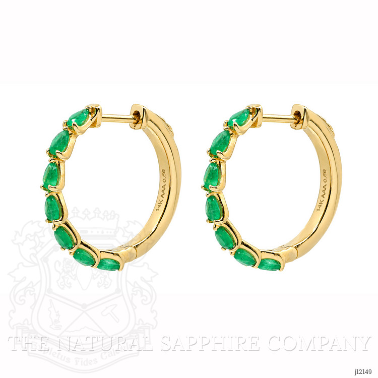 1.17 Ct.Tw. Emerald Hoops Earrings, 14K Yellow Gold