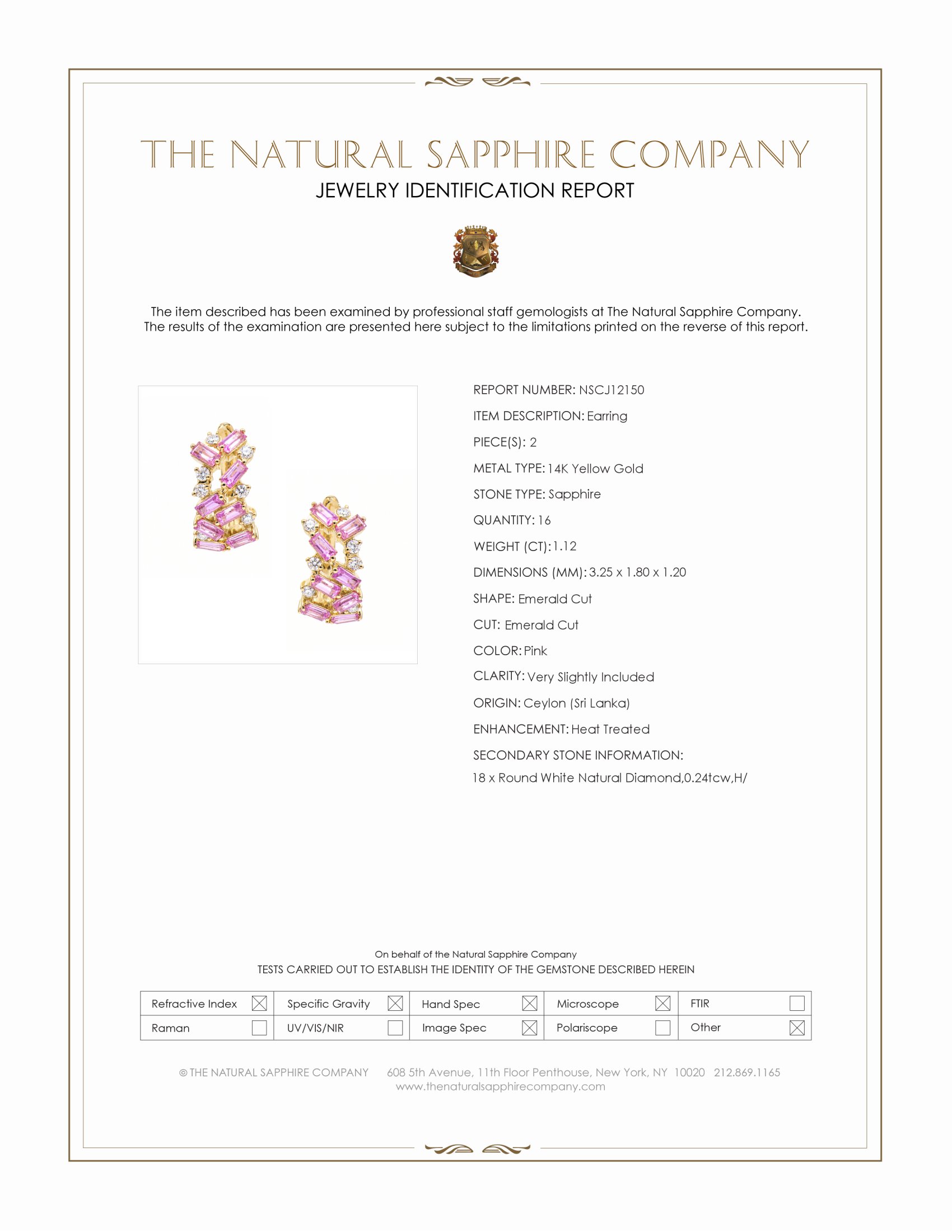 1.36 Ct.Tw. Pink Sapphire and Natural Diamond Hoops Earrings, 14K Yellow Gold