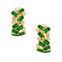 1.08 Ct.Tw. Emerald and Diamond 14K Yellow Gold earring