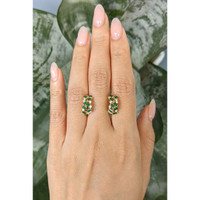 1.08&nbsp;Ct.Tw.Total Carat Weight Emerald and Natural Diamond Hoops Earrings, 14K Yellow Gold Life Style