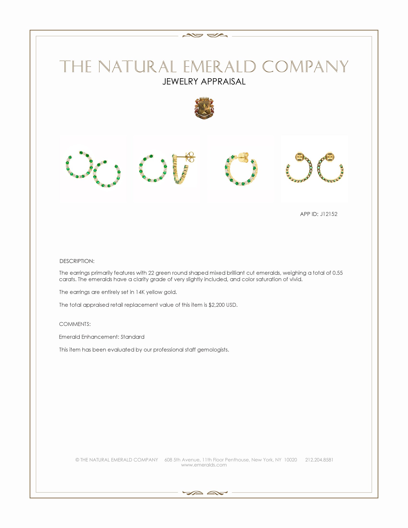 1.06 Ct.Tw. Emerald and Natural Diamond Pave Earrings, 14K Yellow Gold