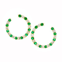 1.06 Ct.Tw. Emerald and Diamond 14K Yellow Gold earring
