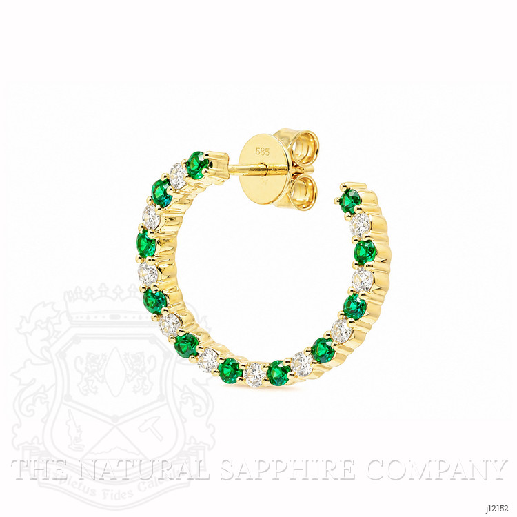 1.06 Ct.Tw. Emerald and Natural Diamond Pave Earrings, 14K Yellow Gold