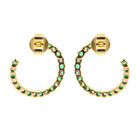 1.06 Ct.Tw.Total Carat Weight Emerald and Natural Diamond Pave Earrings, 14K Yellow Gold Image