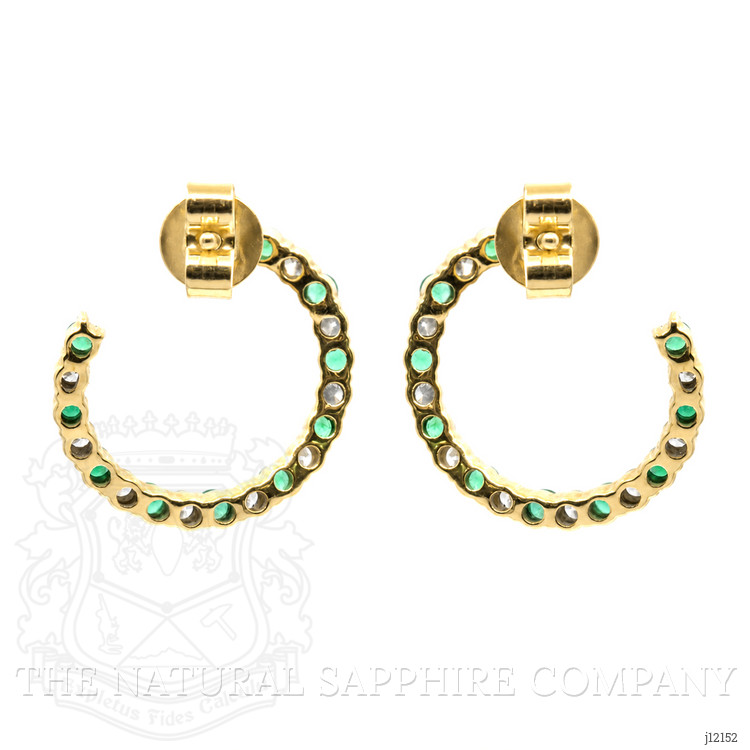 1.06 Ct.Tw. Emerald and Natural Diamond Pave Earrings, 14K Yellow Gold