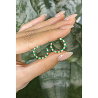1.06 Ct.Tw.Total Carat Weight Emerald and Natural Diamond Pave Earrings, 14K Yellow Gold Life Style