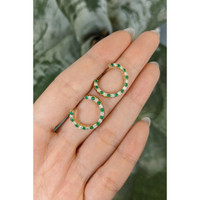 1.06 Ct.Tw.Total Carat Weight Emerald and Natural Diamond Pave Earrings, 14K Yellow Gold Life Style