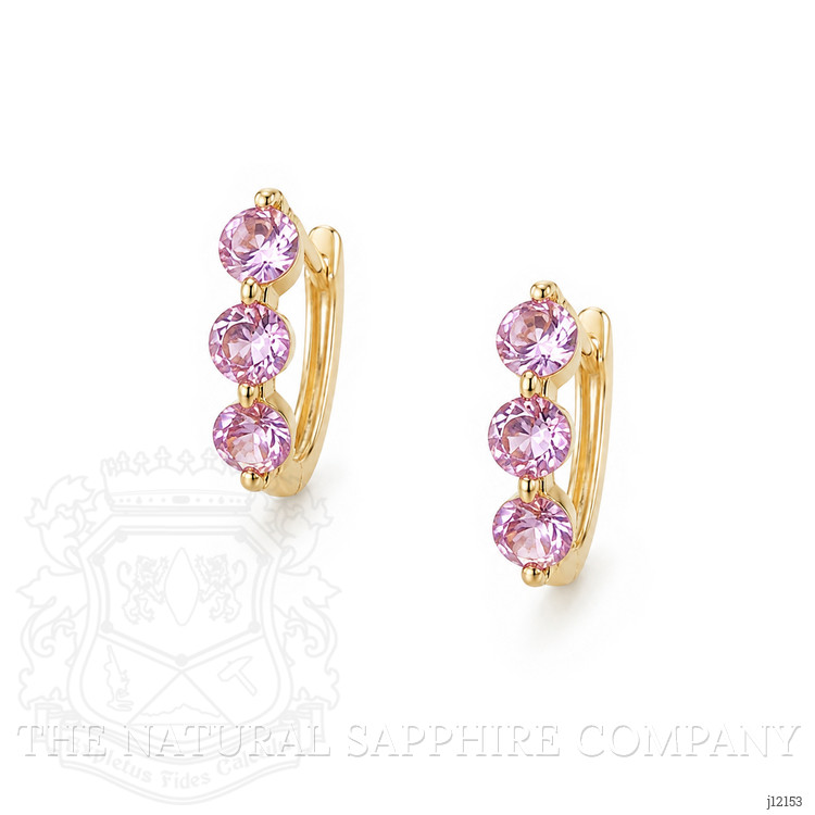 0.59 Ct.Tw. Pink Sapphire Pave Earrings, 14K Yellow Gold