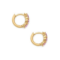 0.59&nbsp;Ct.Tw.Total Carat Weight Pink Sapphire Pave Earrings, 14K Yellow Gold Image