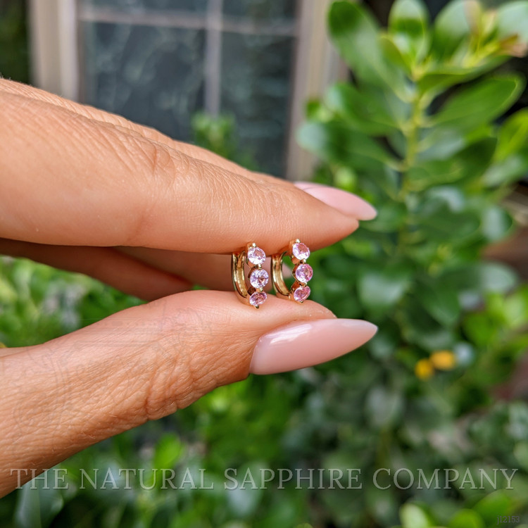 0.59 Ct.Tw. Pink Sapphire Pave Earrings, 14K Yellow Gold